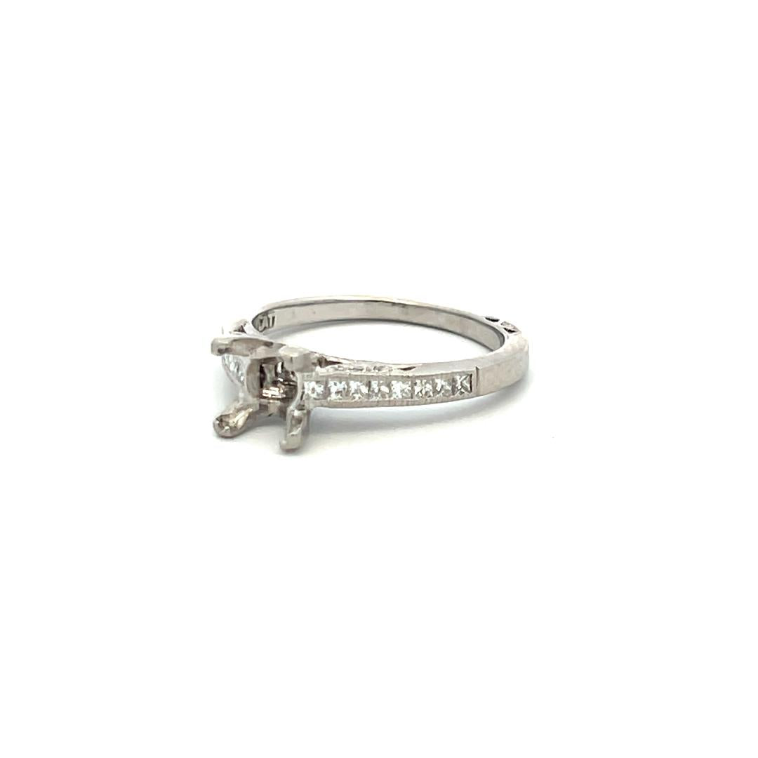 Tacori 0.24 Carat Princess and Round Diamond Platinum Semi Mount Ring