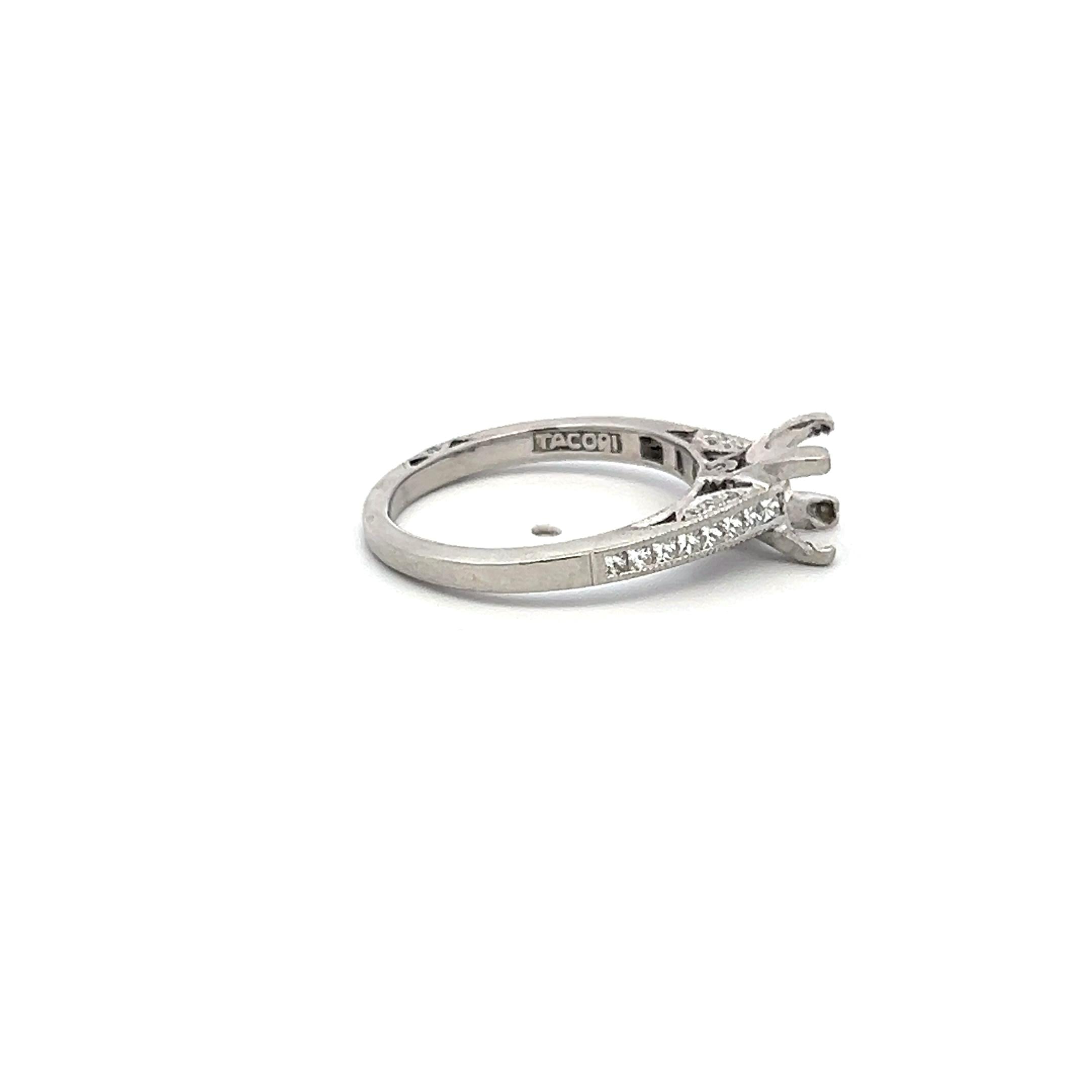 Tacori 0.24 Carat Princess and Round Diamond Platinum Semi Mount Ring