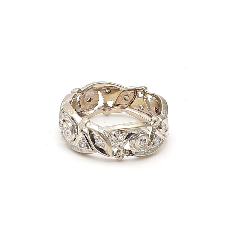 0.18 Carat Round Brilliant H SI1 Diamond 14 Karat White Gold Band Ring