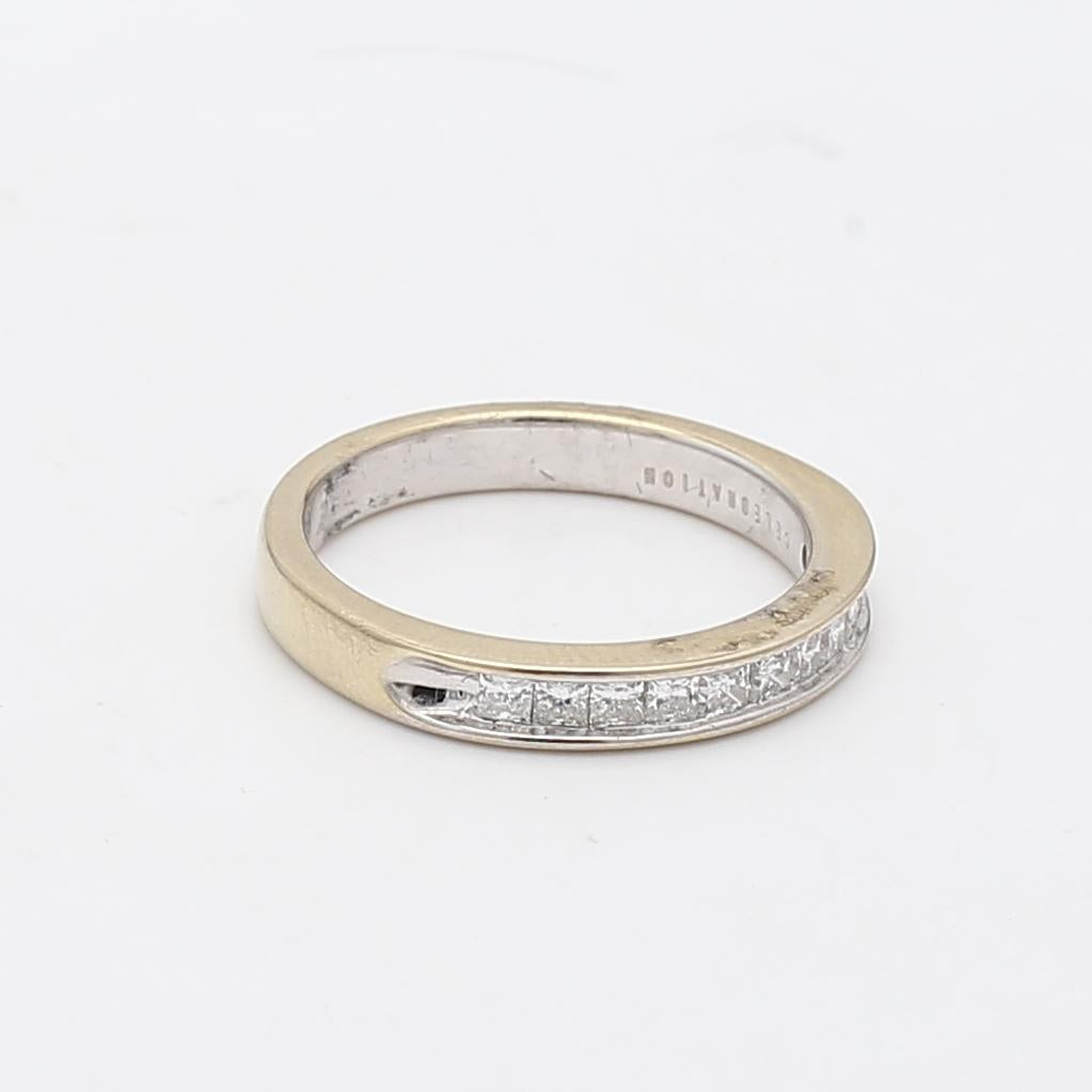 0.55 Carat Princess Cut G SI1 Diamond 14K Yellow Gold Band Ring