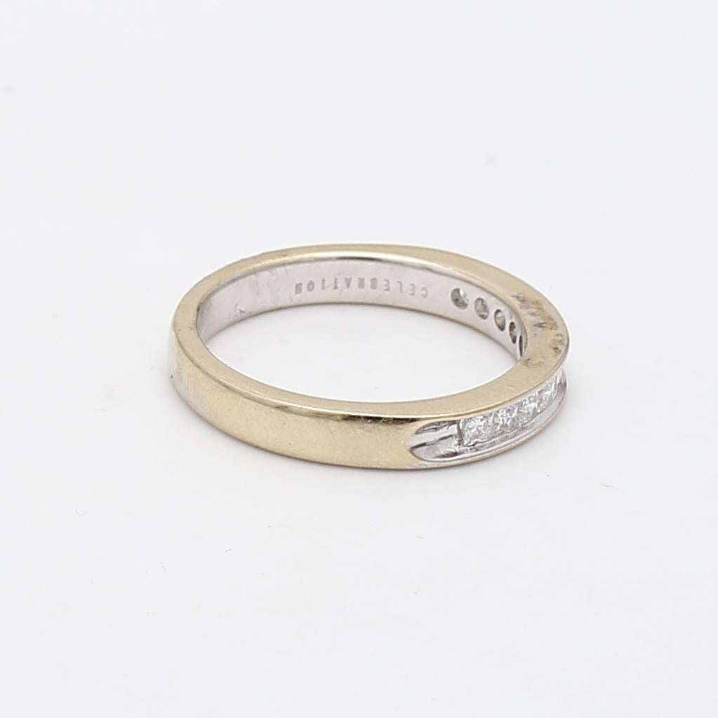 0.55 Carat Princess Cut G SI1 Diamond 14K Yellow Gold Band Ring