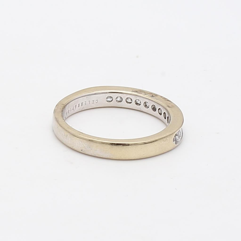 0.55 Carat Princess Cut G SI1 Diamond 14K Yellow Gold Band Ring