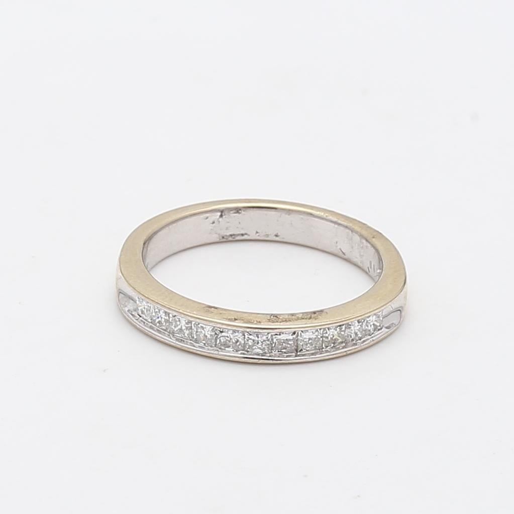 0.55 Carat Princess Cut G SI1 Diamond 14K Yellow Gold Band Ring