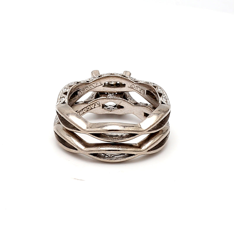 Tacori 1.68 Carat Round Brilliant I VS1 Diamond 18 Karat White Gold Semi Mount Ring