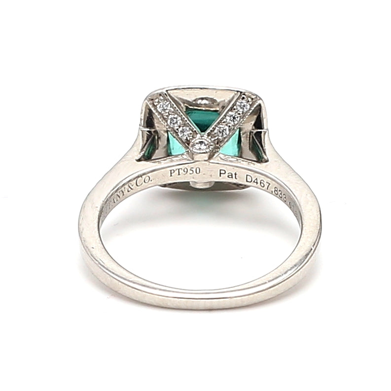 Tiffany & Co 1.30 Carat Tourmaline 0.50 Carat Round Diamond Platinum Engagement Ring
