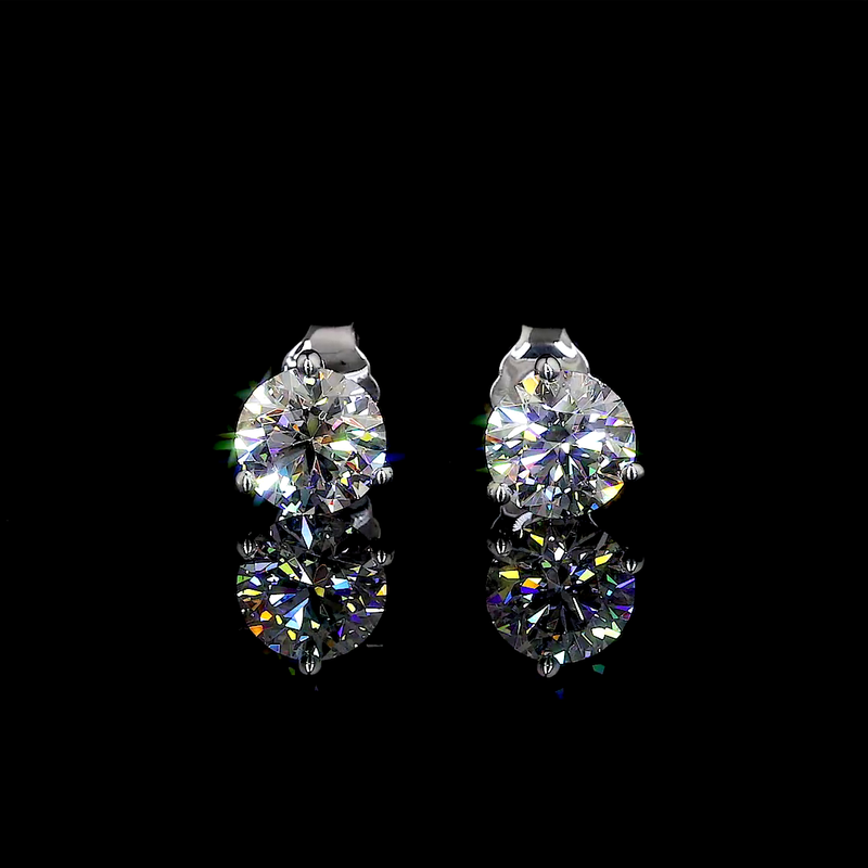 Lab-Grown 2.56 Carat Round F-VS1 Diamond 14K White Gold Martini Earrings