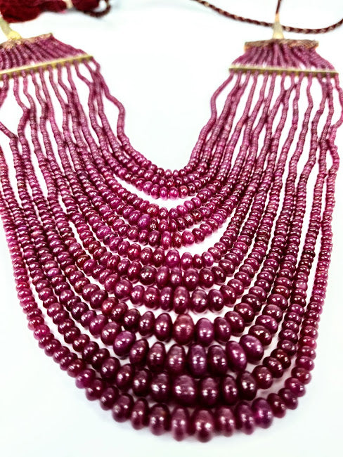 Vintage 13 Strand Ruby Bead Necklace
