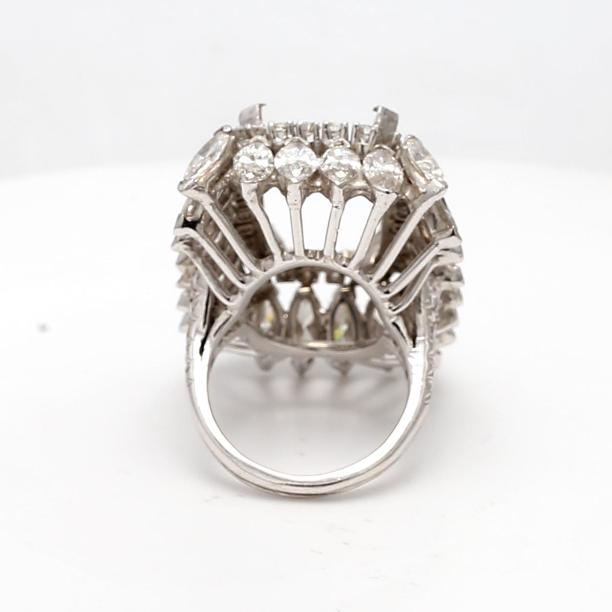8.22 Carat Marquise & Round Diamond Platinum Semi-Mount Ring Vintage Estate