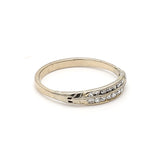 0.14 Carat Round Brilliant H SI1 Diamond 14 Karat White Gold Band Ring