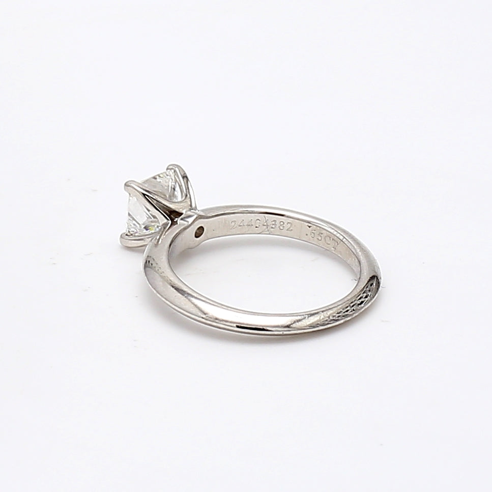 Tiffany and Co 0.64 Carat Princess Cut F-VVS1 Diamond Platinum Engagement Ring