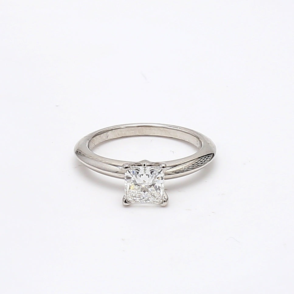 Tiffany and Co 0.64 Carat Princess Cut F-VVS1 Diamond Platinum Engagement Ring