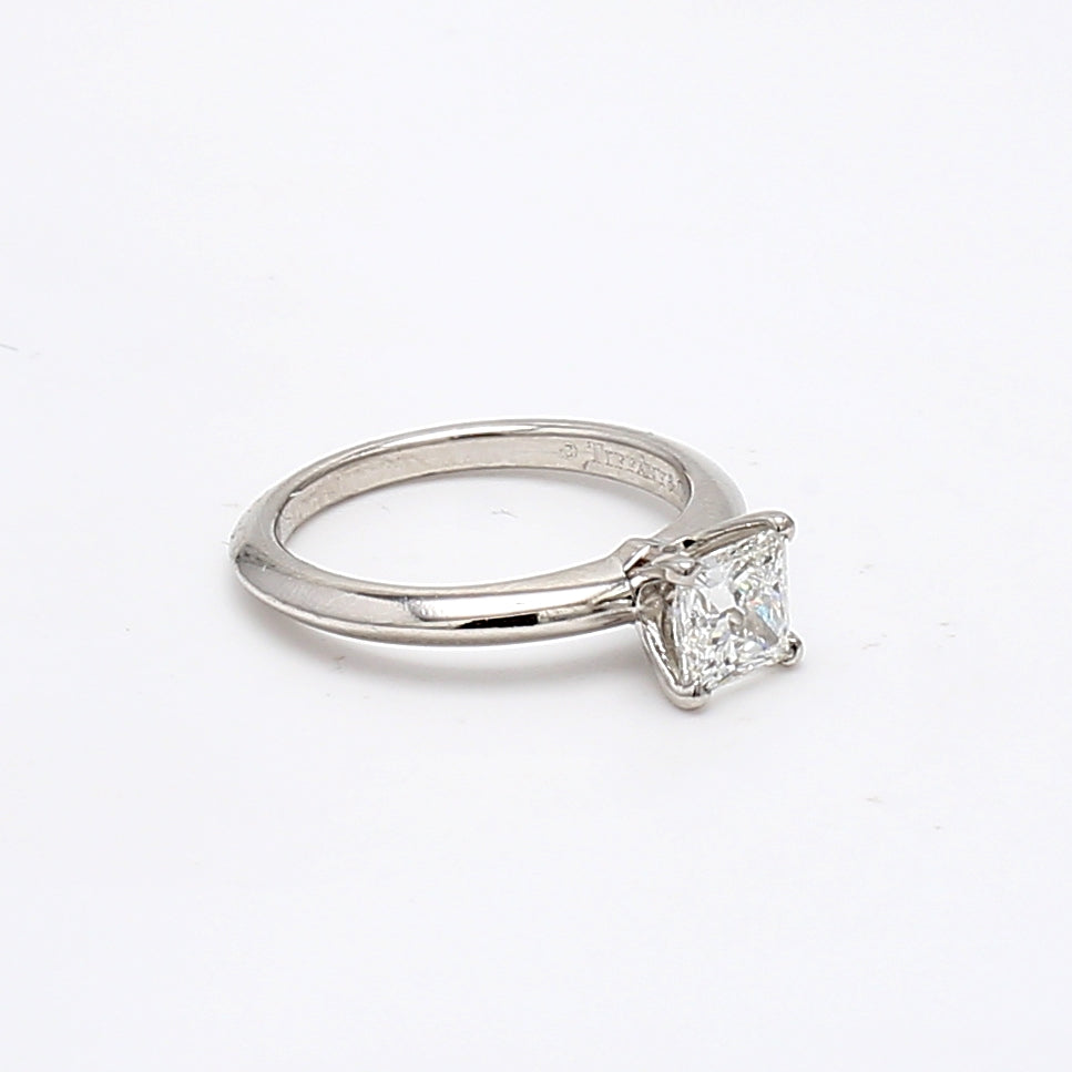 Tiffany and Co 0.64 Carat Princess Cut F-VVS1 Diamond Platinum Engagement Ring