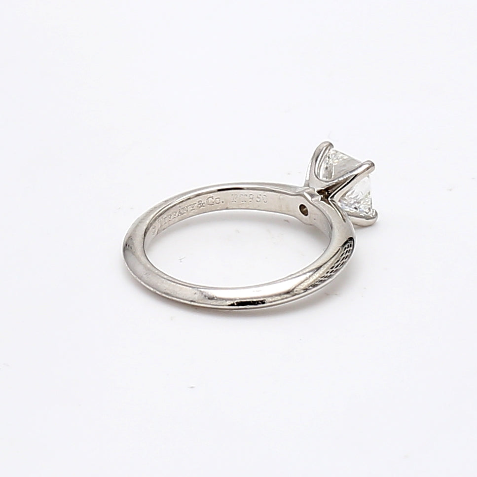 Tiffany and Co 0.64 Carat Princess Cut F-VVS1 Diamond Platinum Engagement Ring