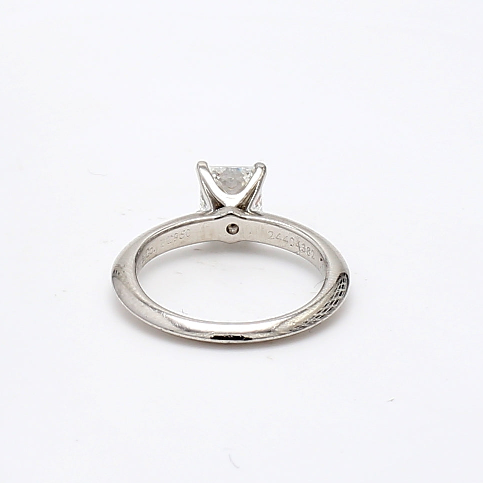 Tiffany and Co 0.64 Carat Princess Cut F-VVS1 Diamond Platinum Engagement Ring