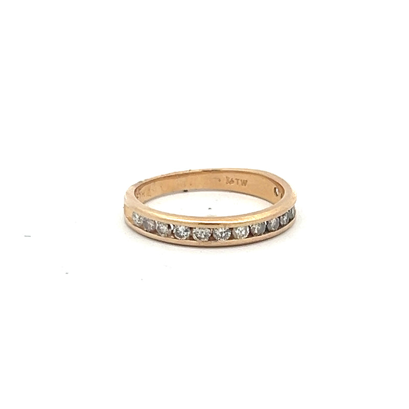 0.60 Carat Round Brilliant H SI1 Diamond 10 Karat Yellow Gold Band Ring