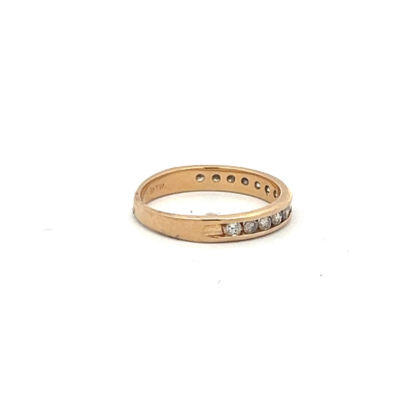 0.60 Carat Round Brilliant H SI1 Diamond 10 Karat Yellow Gold Band Ring