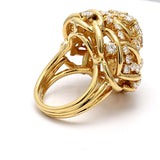 5.02 Carat Round Brilliant Diamond 14 Karat Yellow Gold Cocktail Ring