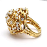 5.02 Carat Round Brilliant Diamond 14 Karat Yellow Gold Cocktail Ring