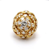 5.02 Carat Round Brilliant Diamond 14 Karat Yellow Gold Cocktail Ring