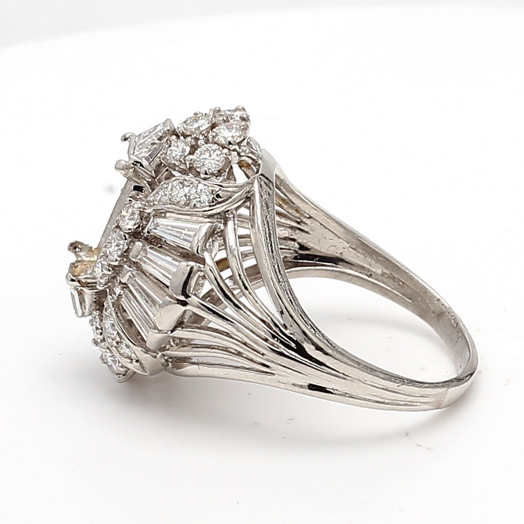 Tiffany & Co 2.84 Carat Round Brilliant and Baguette Diamond Platinum Semi Mount Ring