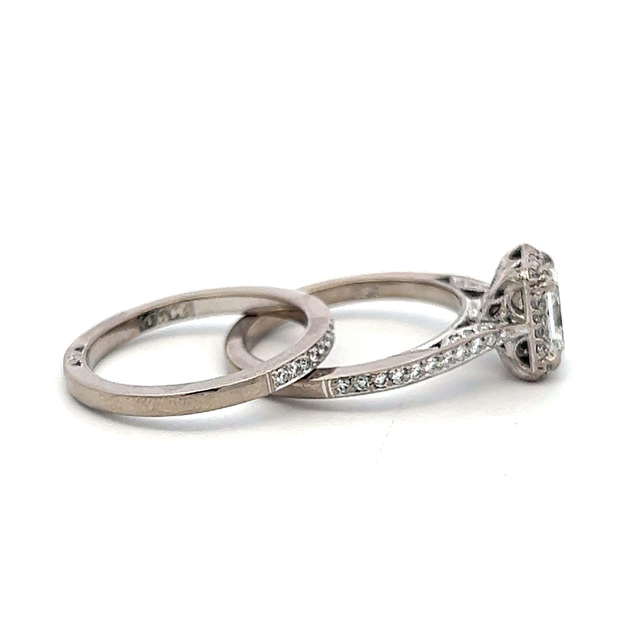 Tacori 18K WG Engagement Ring & Band 0.9ct Lab-Grown and 0.5ct Natural Diamonds