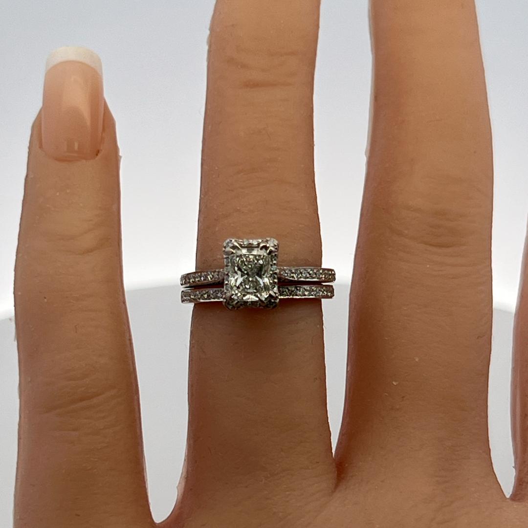 Tacori 18K WG Engagement Ring & Band 0.9ct Lab-Grown and 0.5ct Natural Diamonds
