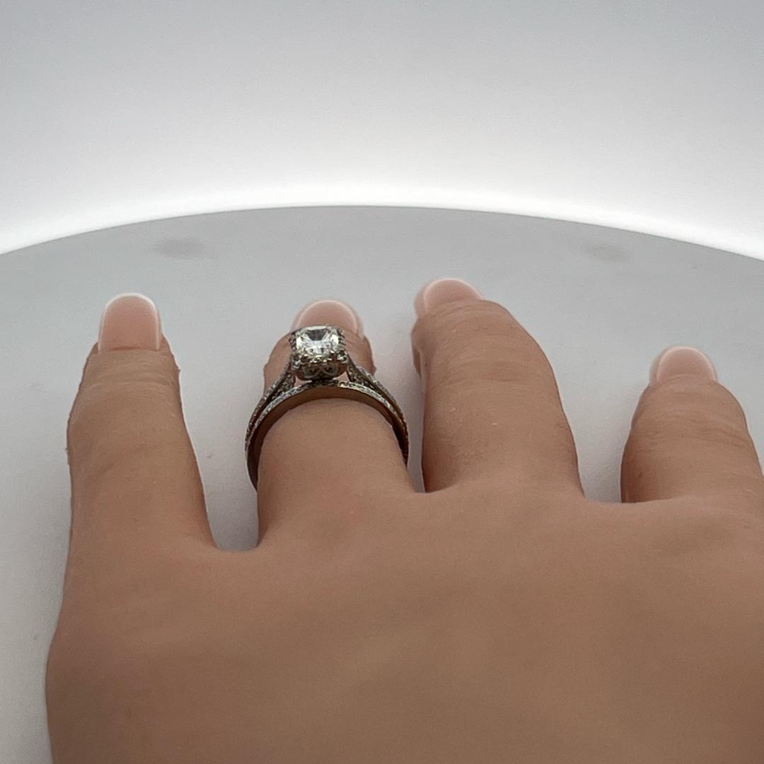 Tacori 18K WG Engagement Ring & Band 0.9ct Lab-Grown and 0.5ct Natural Diamonds