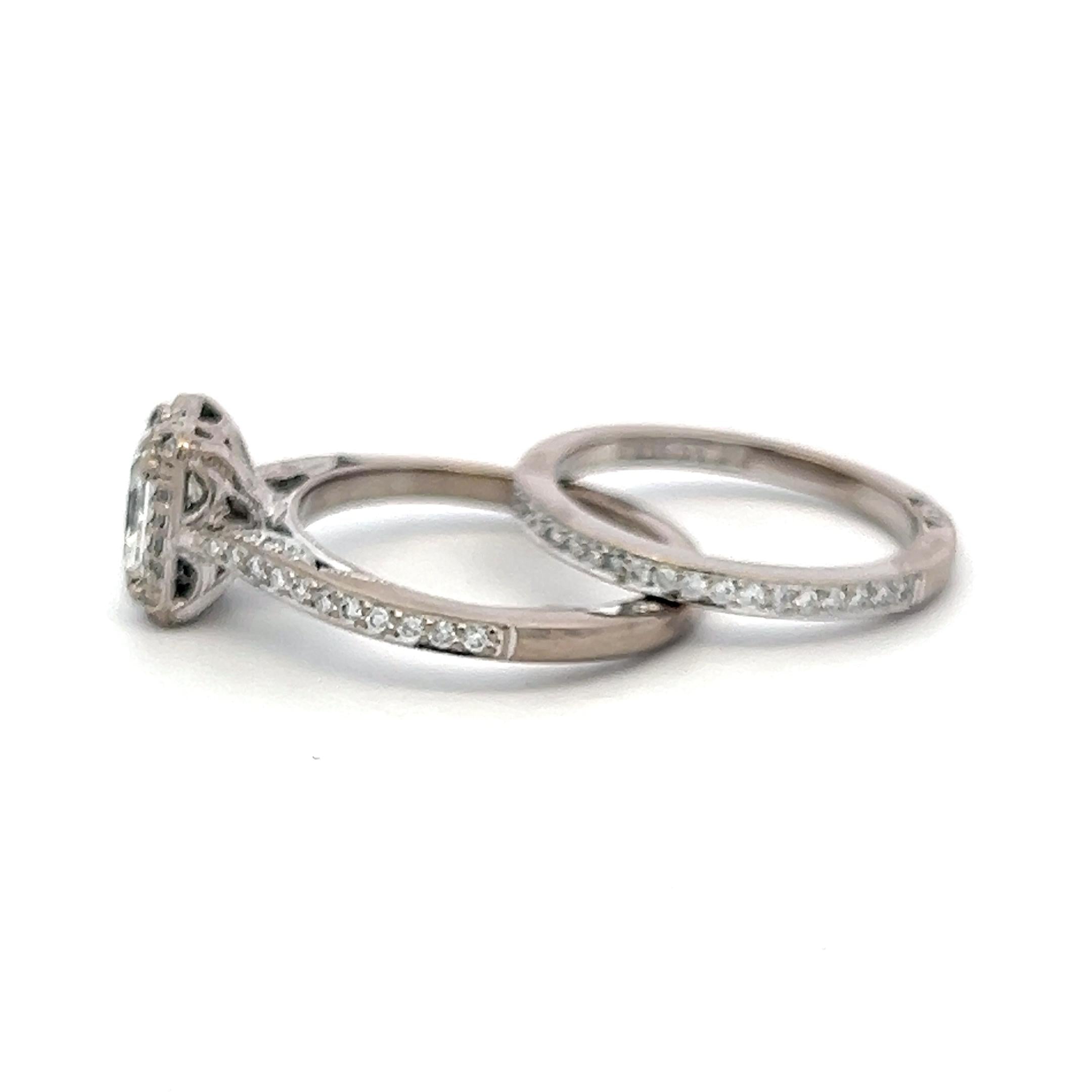 Tacori 18K WG Engagement Ring & Band 0.9ct Lab-Grown and 0.5ct Natural Diamonds