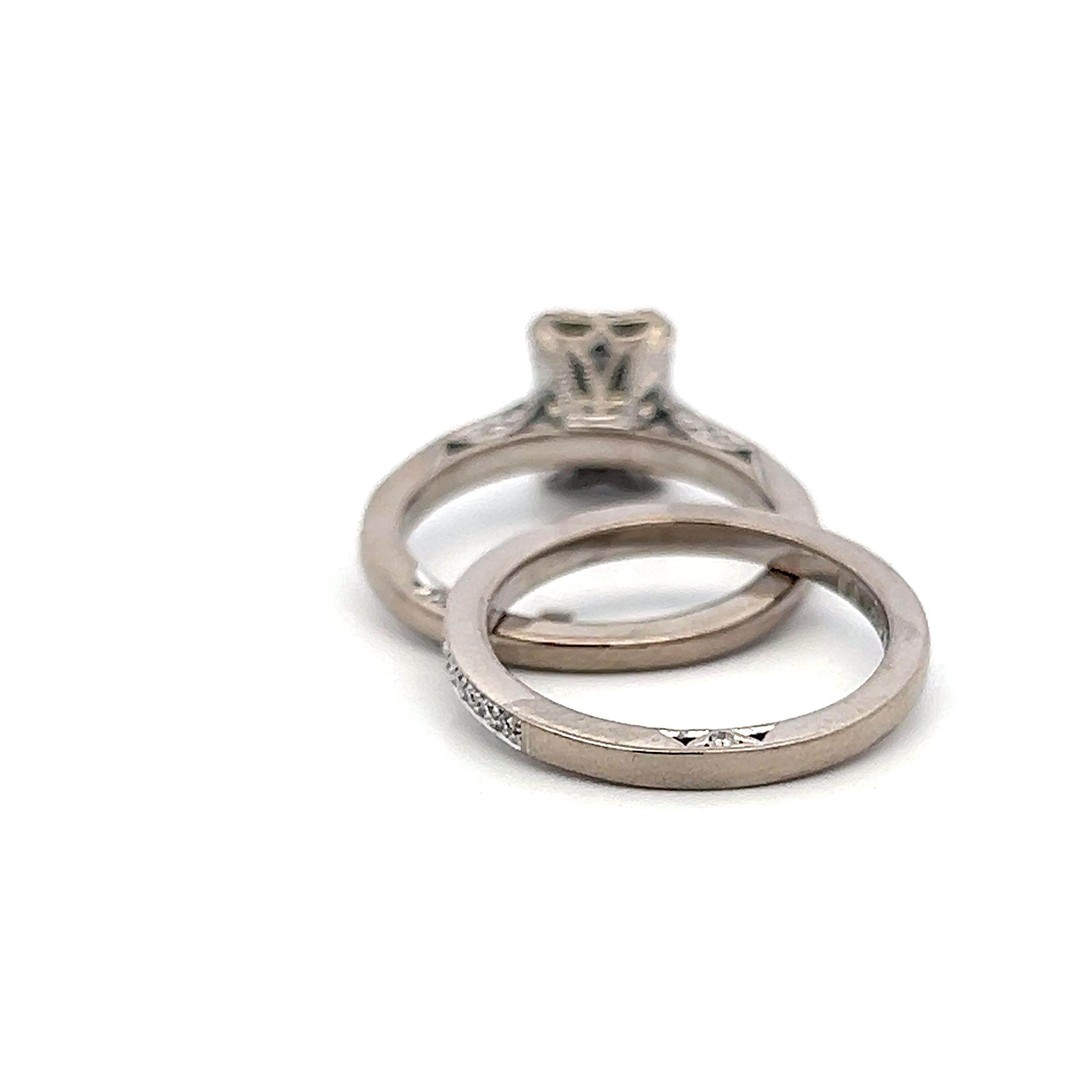Tacori 18K WG Engagement Ring & Band 0.9ct Lab-Grown and 0.5ct Natural Diamonds