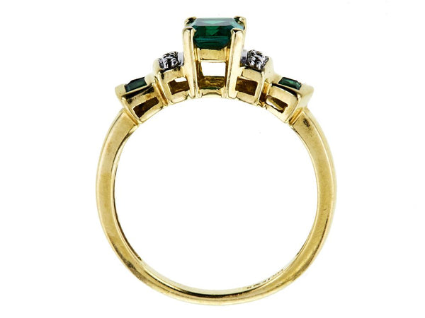 1.22 Carat Emerald Cut Emerald 14 Karat Two Tone Gold Gems Stone Ring