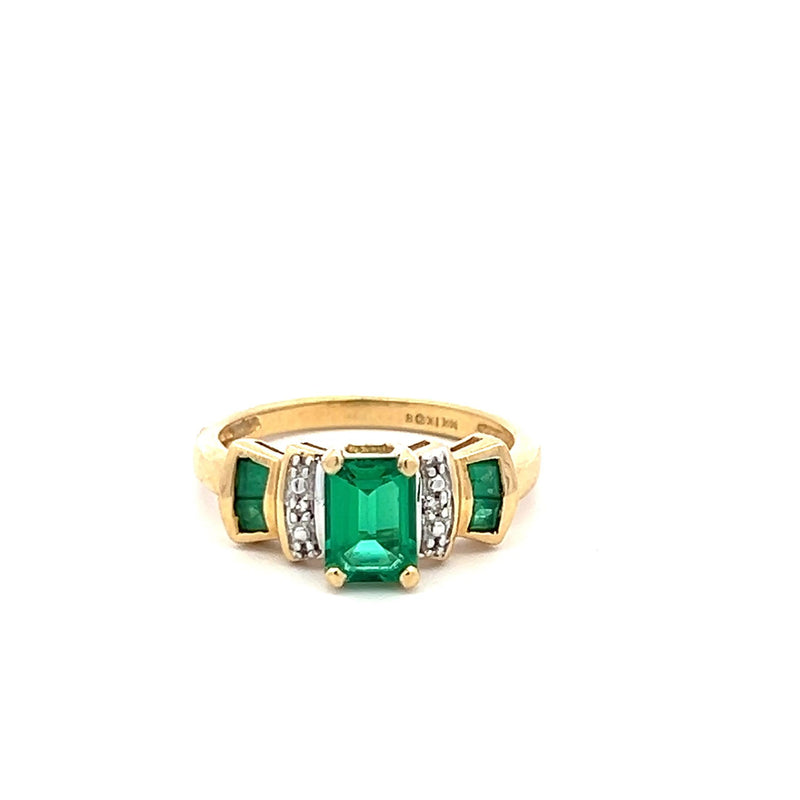 1.22 Carat Emerald Cut Emerald 14 Karat Two Tone Gold Gems Stone Ring