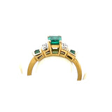 1.22 Carat Emerald Cut Emerald 14 Karat Two Tone Gold Gems Stone Ring