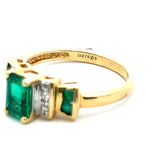 1.22 Carat Emerald Cut Emerald 14 Karat Two Tone Gold Gems Stone Ring