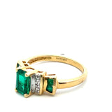 1.22 Carat Emerald Cut Emerald 14 Karat Two Tone Gold Gems Stone Ring