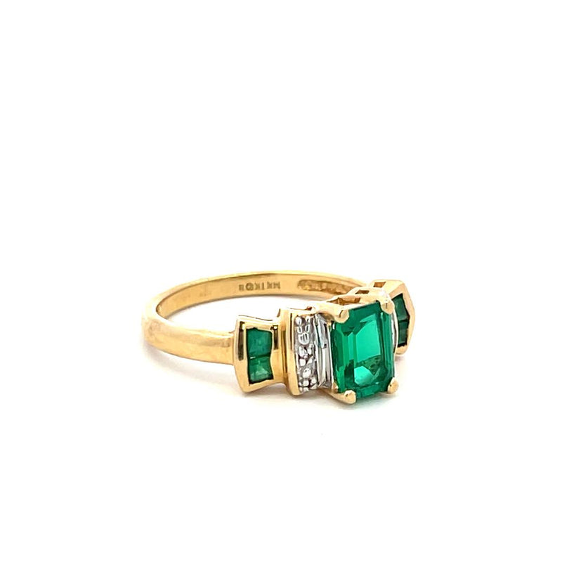 1.22 Carat Emerald Cut Emerald 14 Karat Two Tone Gold Gems Stone Ring