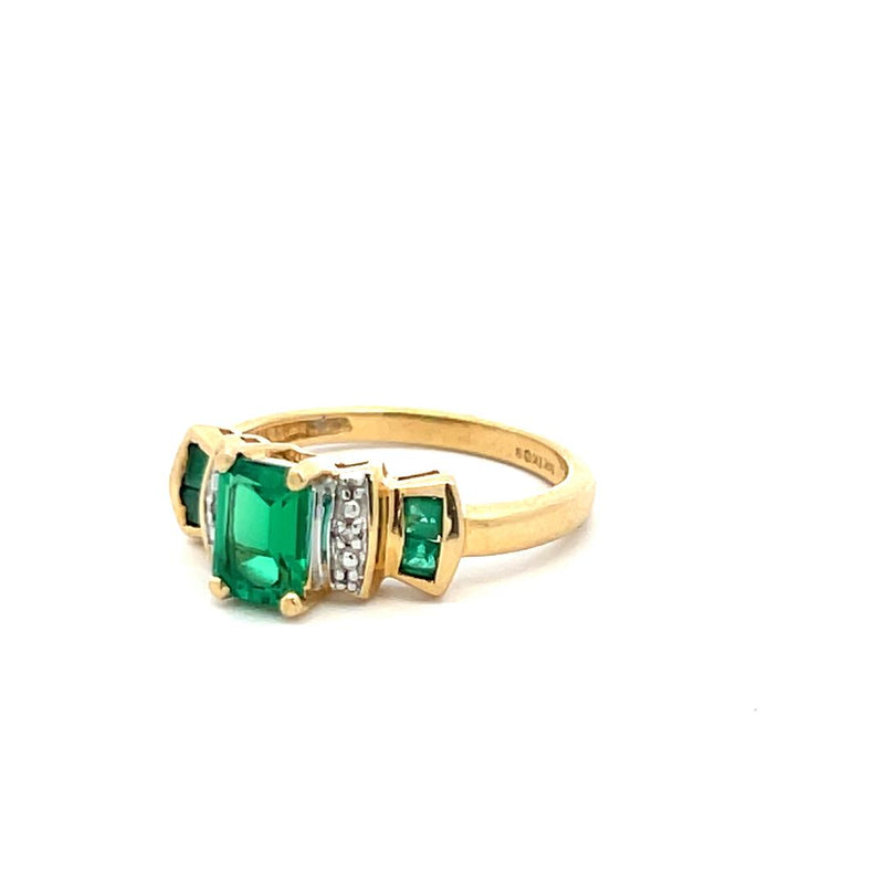 1.22 Carat Emerald Cut Emerald 14 Karat Two Tone Gold Gems Stone Ring