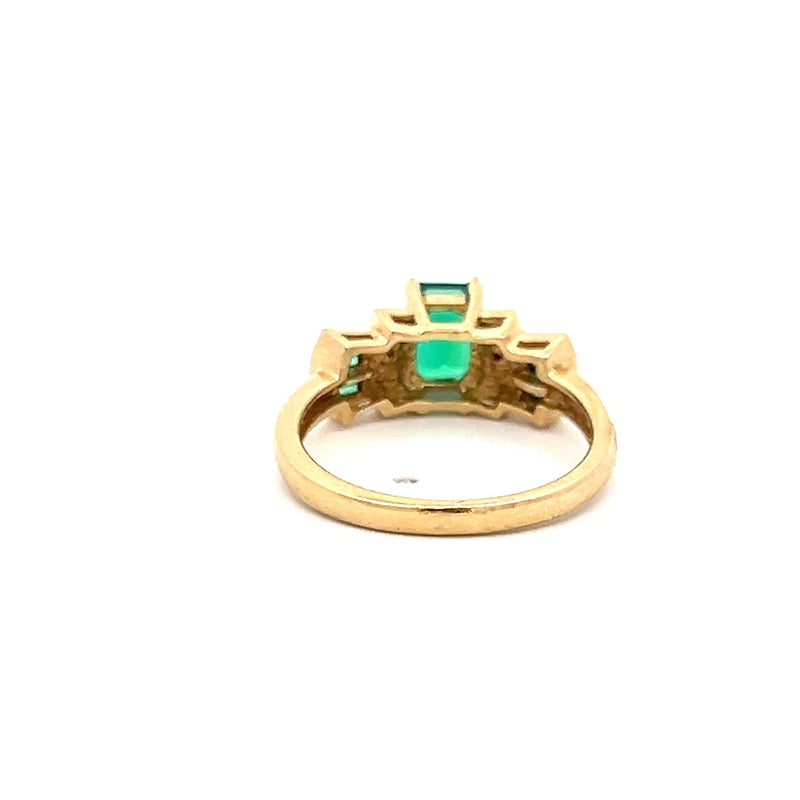 1.22 Carat Emerald Cut Emerald 14 Karat Two Tone Gold Gems Stone Ring