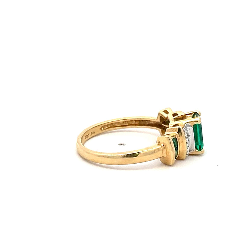 1.22 Carat Emerald Cut Emerald 14 Karat Two Tone Gold Gems Stone Ring