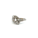 0.55 Carat Tapered Baguette and Round Diamond Platinum Semi Mount Ring