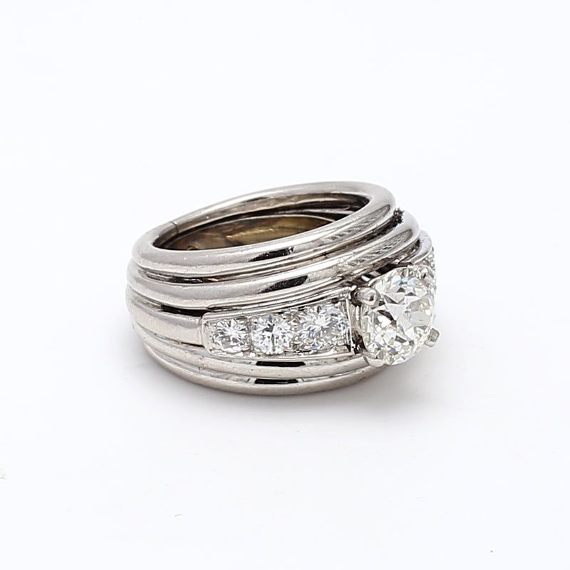 1.16 Carat Old European Cut I SI2 Diamond Platinum Wedding Ring