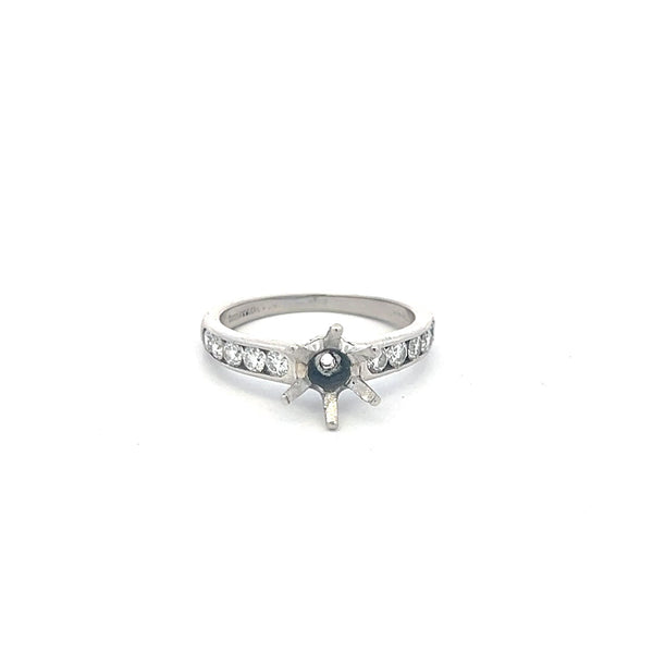 Tiffany & Co 0.56 Carat Round Brilliant F VS Diamond Platinum Semi Mount Ring