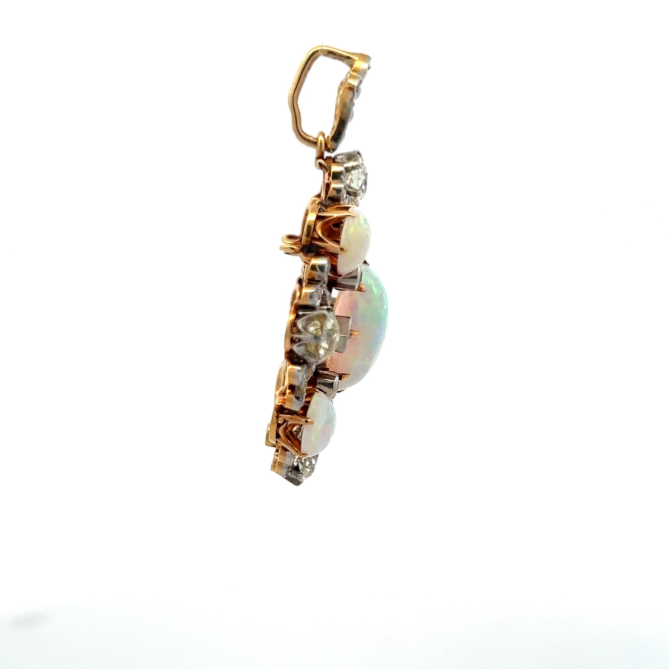 Tiffany & Co 2.80 Carat Old European Cut Diamond 18K Gold-Plat Opal Pendant