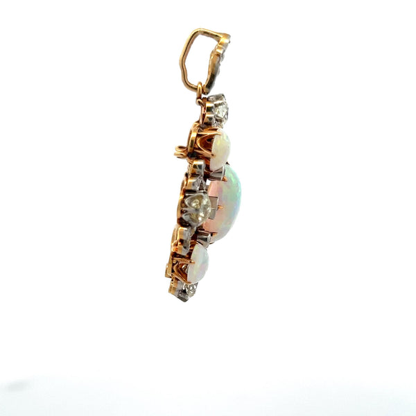 Tiffany & Co 2.80 Carat Old European Cut Diamond 18K Gold-Plat Opal Pendant