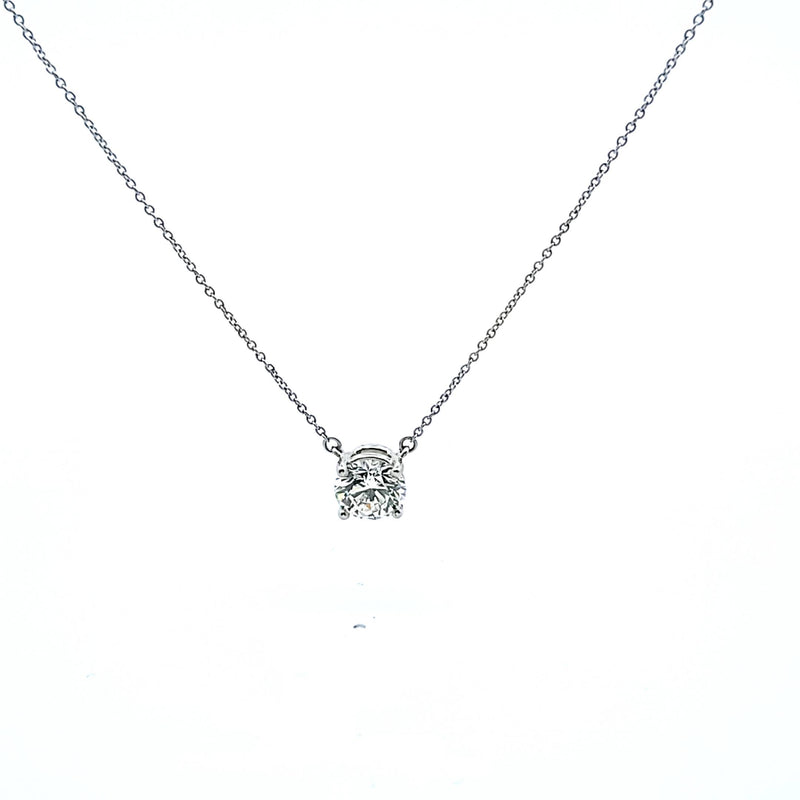 Tiffany and Co 2.08 Carat Round Brilliant Shape H-VVS2 Diamond Platinum Pendant Necklace