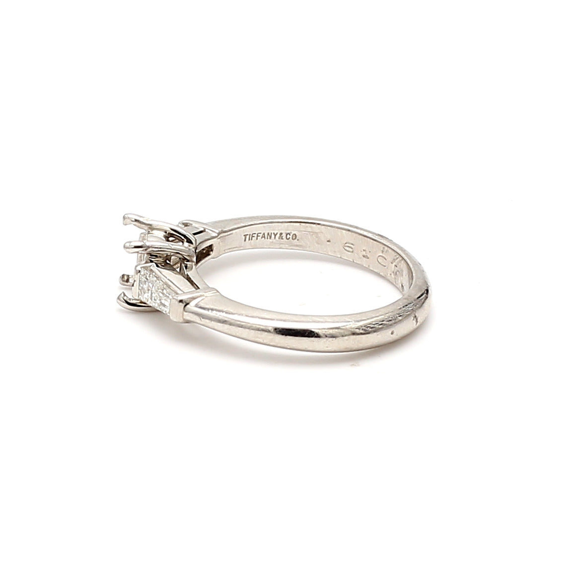 Tiffany & Co 0.30 Carat Tapered Baguette Shape Diamond Platinum Semi Mount Ring