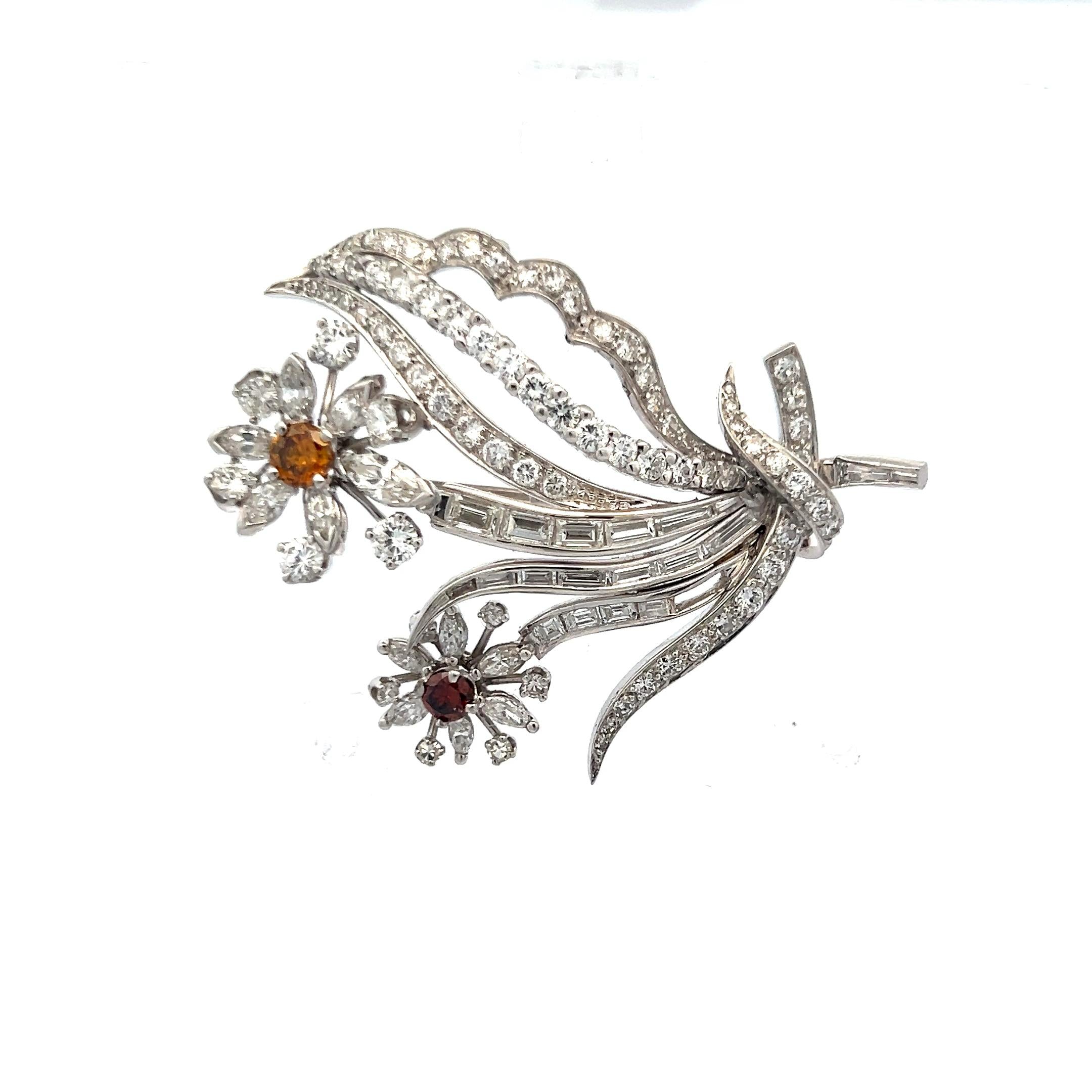 Vintage Platinum Pin Brooch with 4.75 Carat Diamonds 2x1.50 Inches