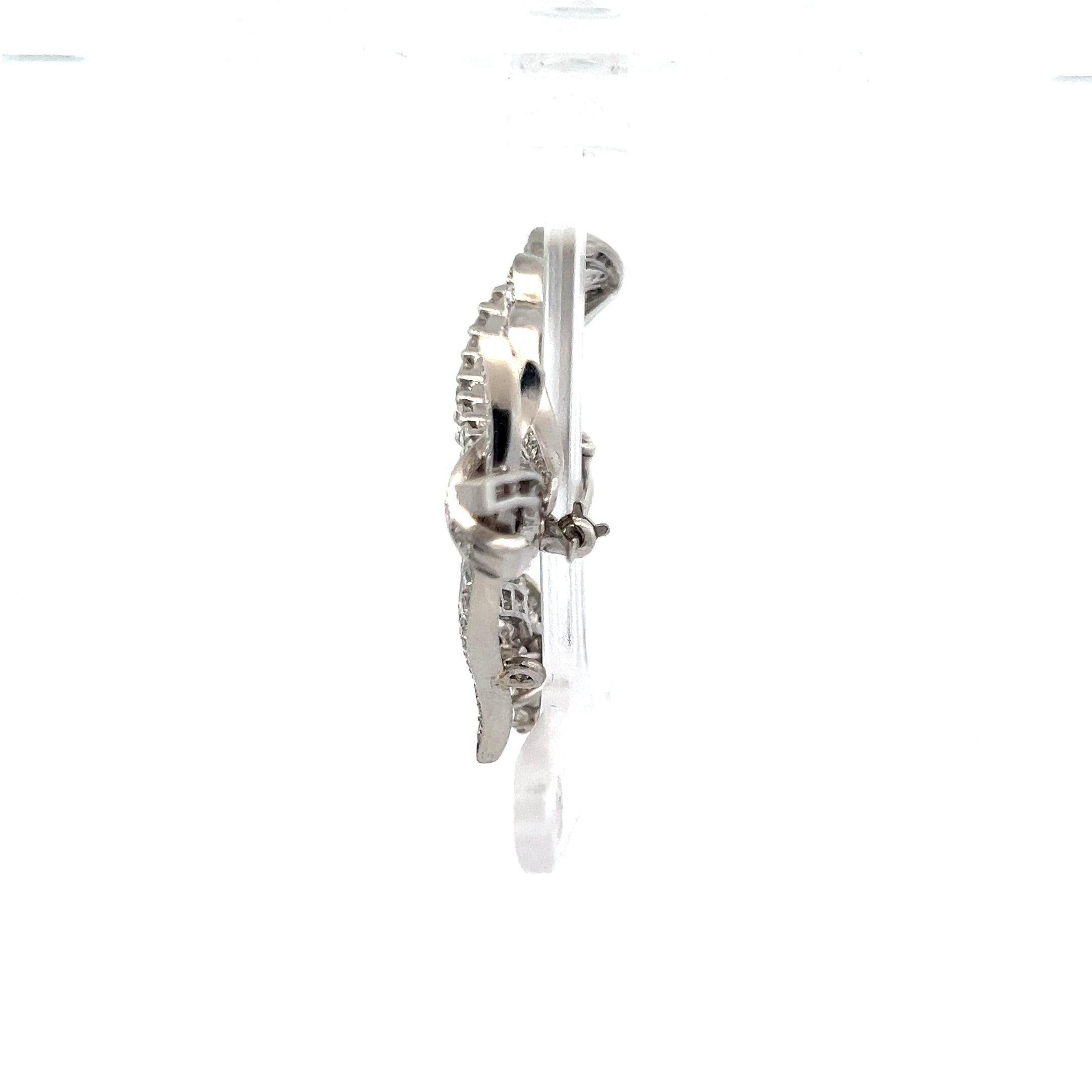 Vintage Platinum Pin Brooch with 4.75 Carat Diamonds 2x1.50 Inches