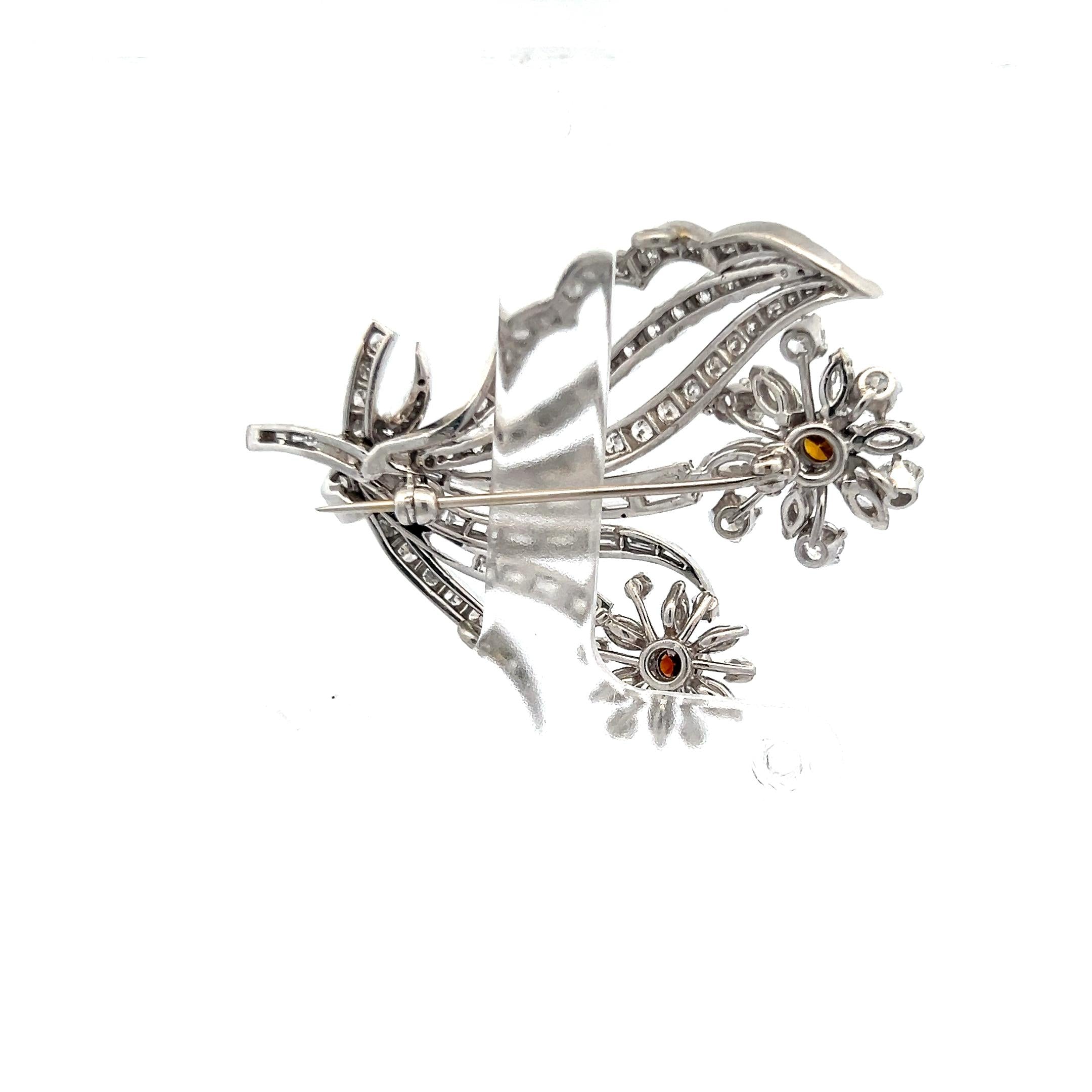 Vintage Platinum Pin Brooch with 4.75 Carat Diamonds 2x1.50 Inches