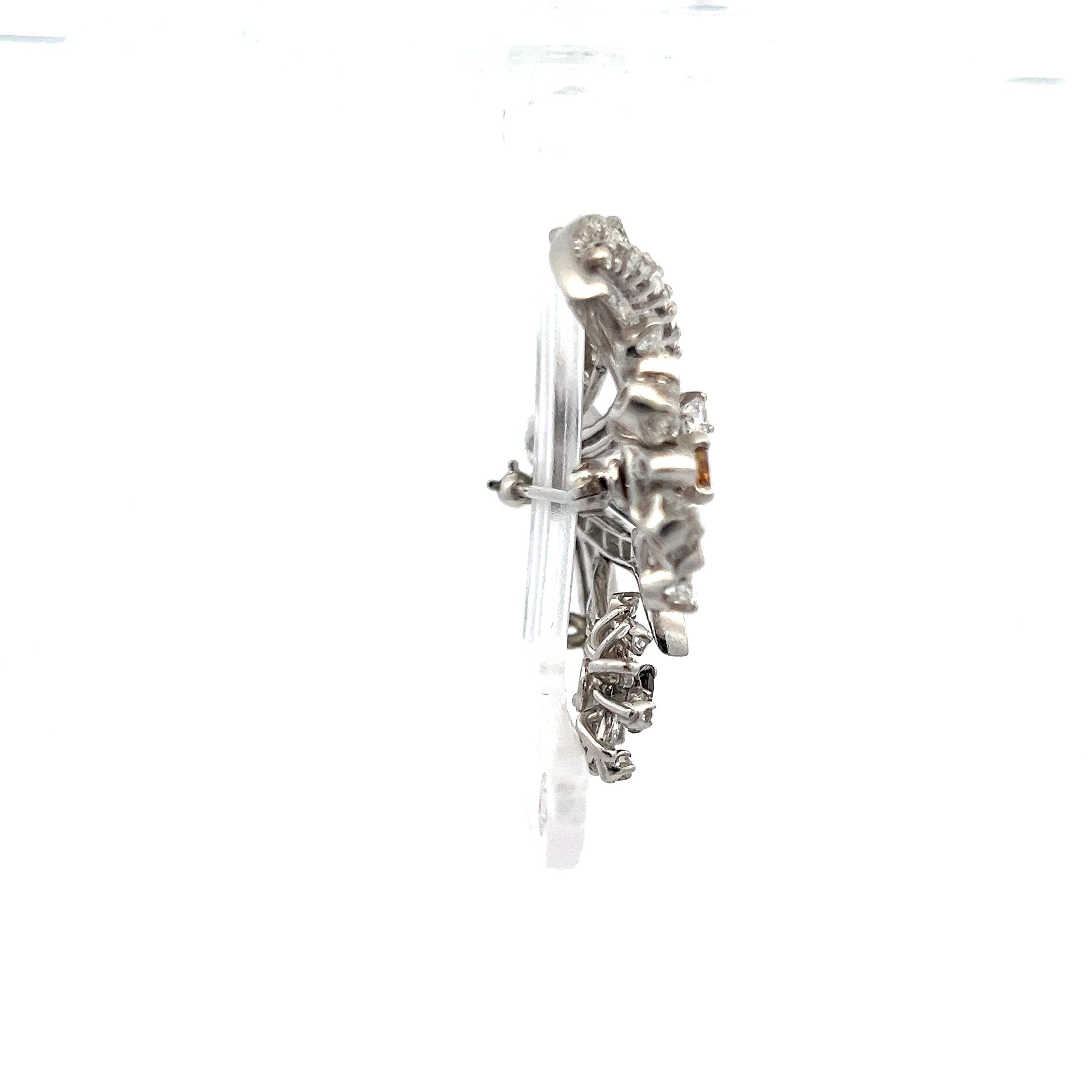 Vintage Platinum Pin Brooch with 4.75 Carat Diamonds 2x1.50 Inches