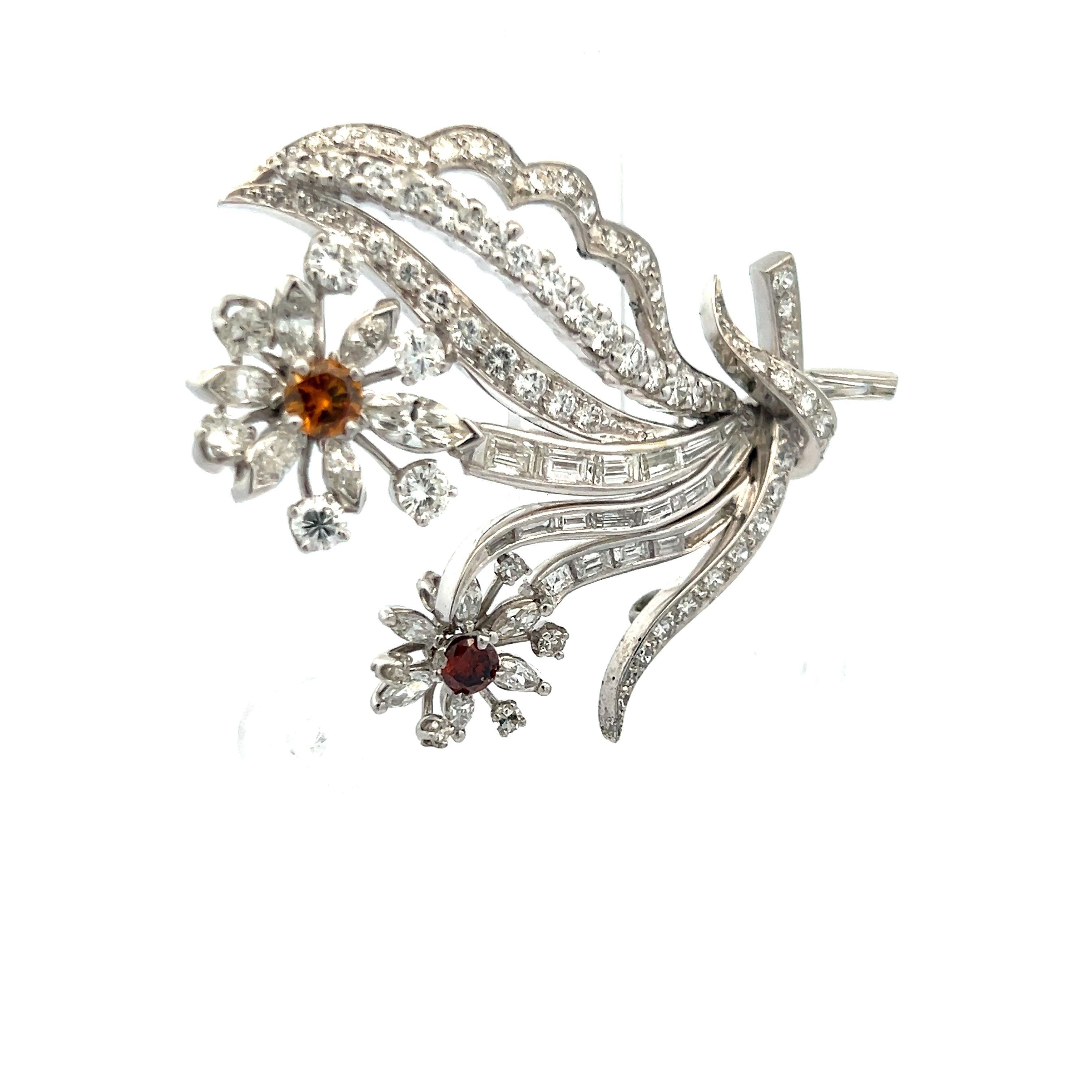 Vintage Platinum Pin Brooch with 4.75 Carat Diamonds 2x1.50 Inches